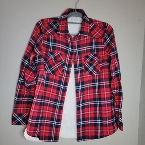 Womens sherpa lined flannel shacket size M